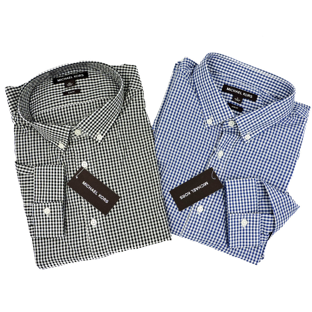 New Michael Kors Mens Slim Fit Check Button Shirt
